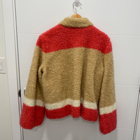 By Anthropologie Color Block Sherpa Jacket. Multicolor. Medium - Picture 9 of 11